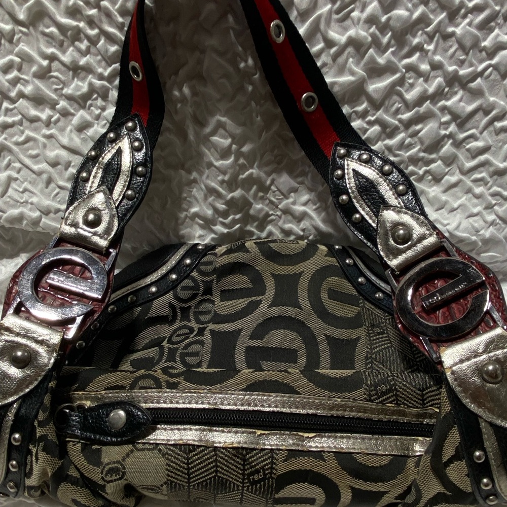 Vintage Marc Ecko RED Black and Cream Textured Purse with Logo - Picture 11 of 11